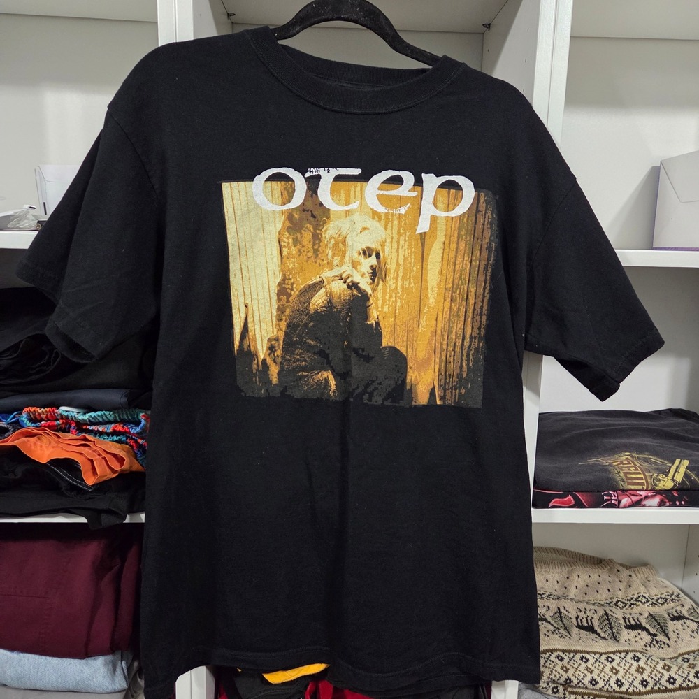Vintage Otep T-Shirt Mens Large Black Graphic Nu Metal Anvil Heavyweight Cotton